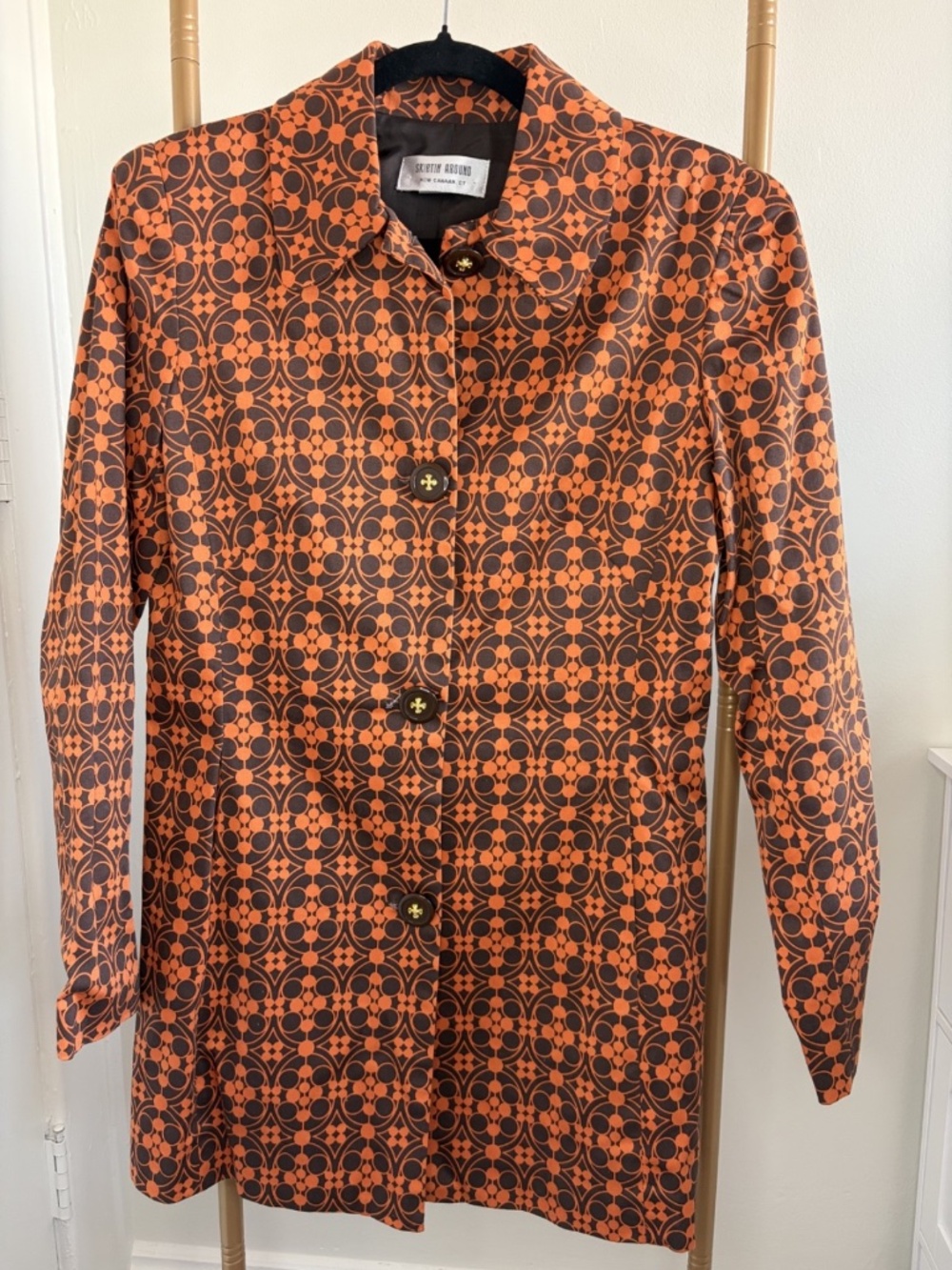 1970's Style Women's S Overcoat in Orange and Brown from Skirtin Around in CT
